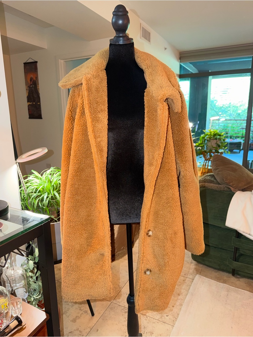GAP Cozy Teddy Faux-Shearling Coat in Camel
